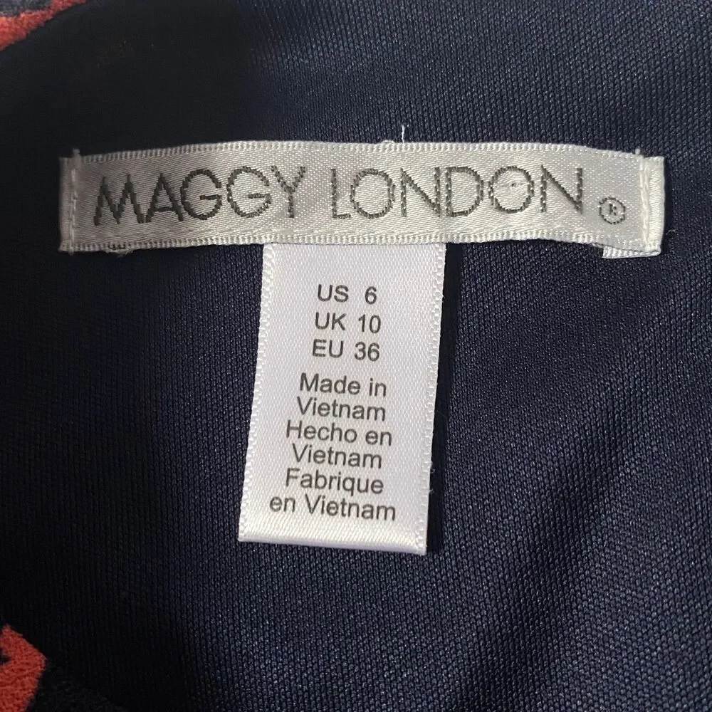 Maggy London Geometric Tailor Fit Dress Womens Size 6 Multicolor Lined NWOT